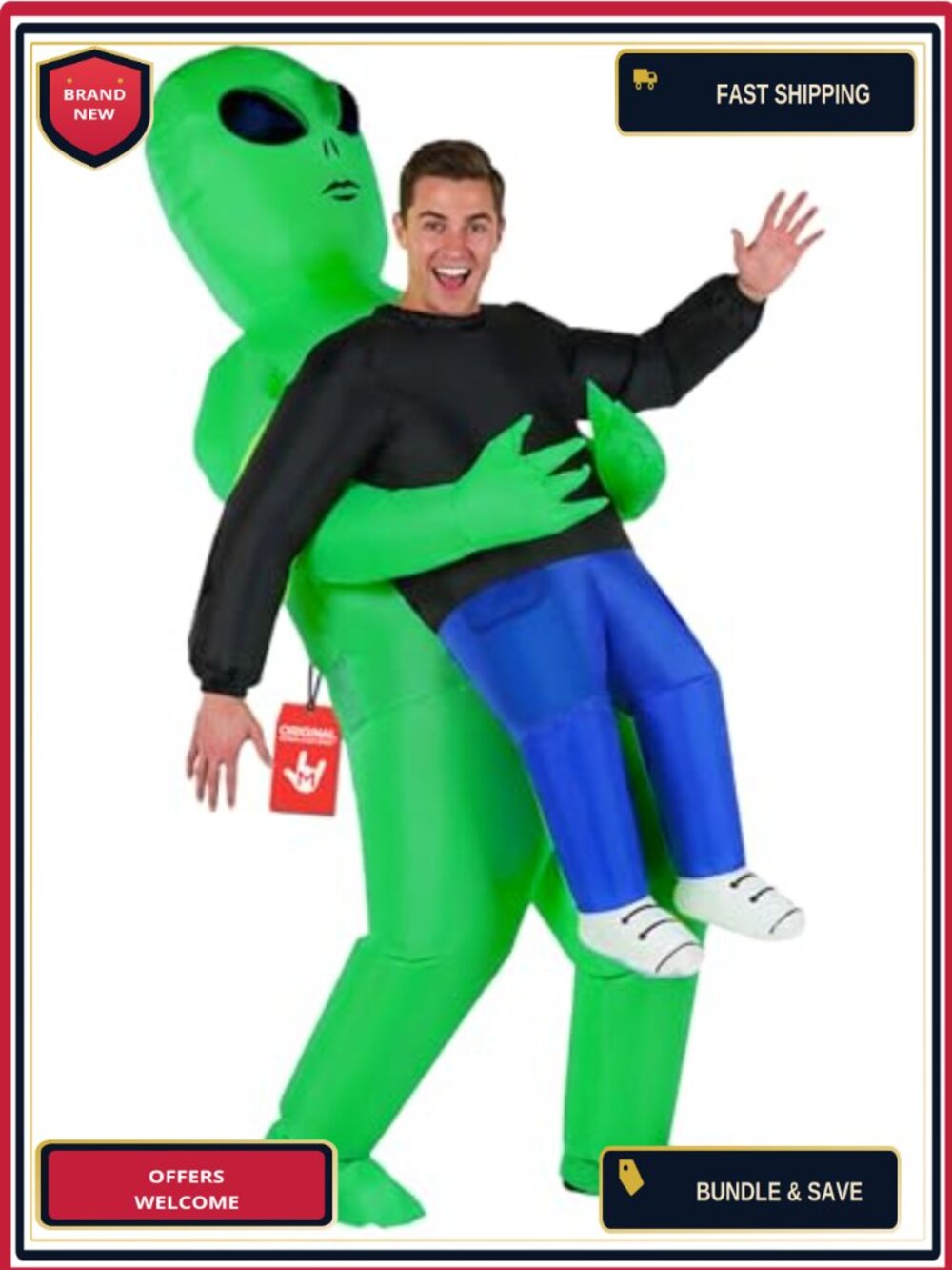 Inflatable Alien Abduction Costume Adult One Size Fan Halloween